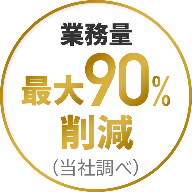 業務量最大90%削減（当社調べ）
